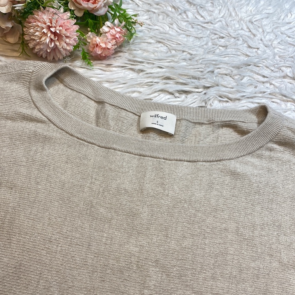 Aritzia Wilfred Cream Baylen Wool Cropped Sweater sz S - Picture 2 of 8